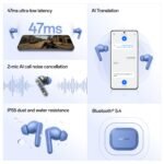 OnePlus Nord Buds 3r TWS Earbuds up to 54 Hours Playback, 2-mic Clear Calls, 3D Spatial Audio, AI Translation, 12.4mm Drivers, Dual-Device Connectivity, 47ms Low Latency - Aura Blue - Image 9