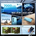 realme NARZO 90x 5G (Nitro Blue,6GB+128GB) | 7000mAh + 60W Biggest Battery & Fastest Charging in The Segment* | 144Hz Bright Display | Sony 50MP AI Rear Camera | AI Assist | 400% Ultra Boom Speaker - Image 5